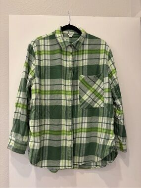 Unisex Aerie relaxed oversized Plaid cotton collared checkered grunge Y2K 90s